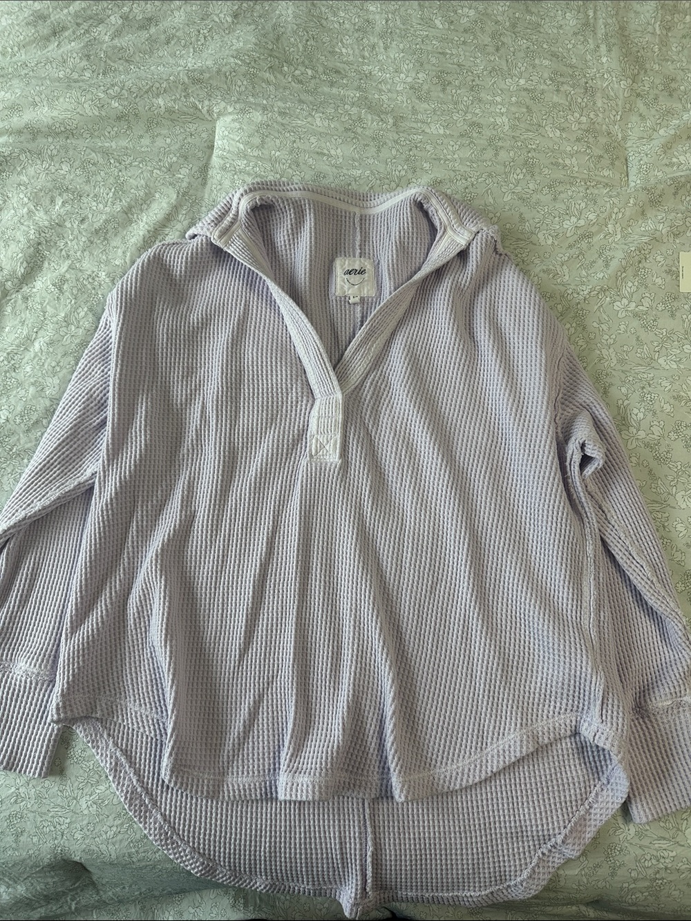 Aerie Light Lavender Waffle Knit Pullover Top